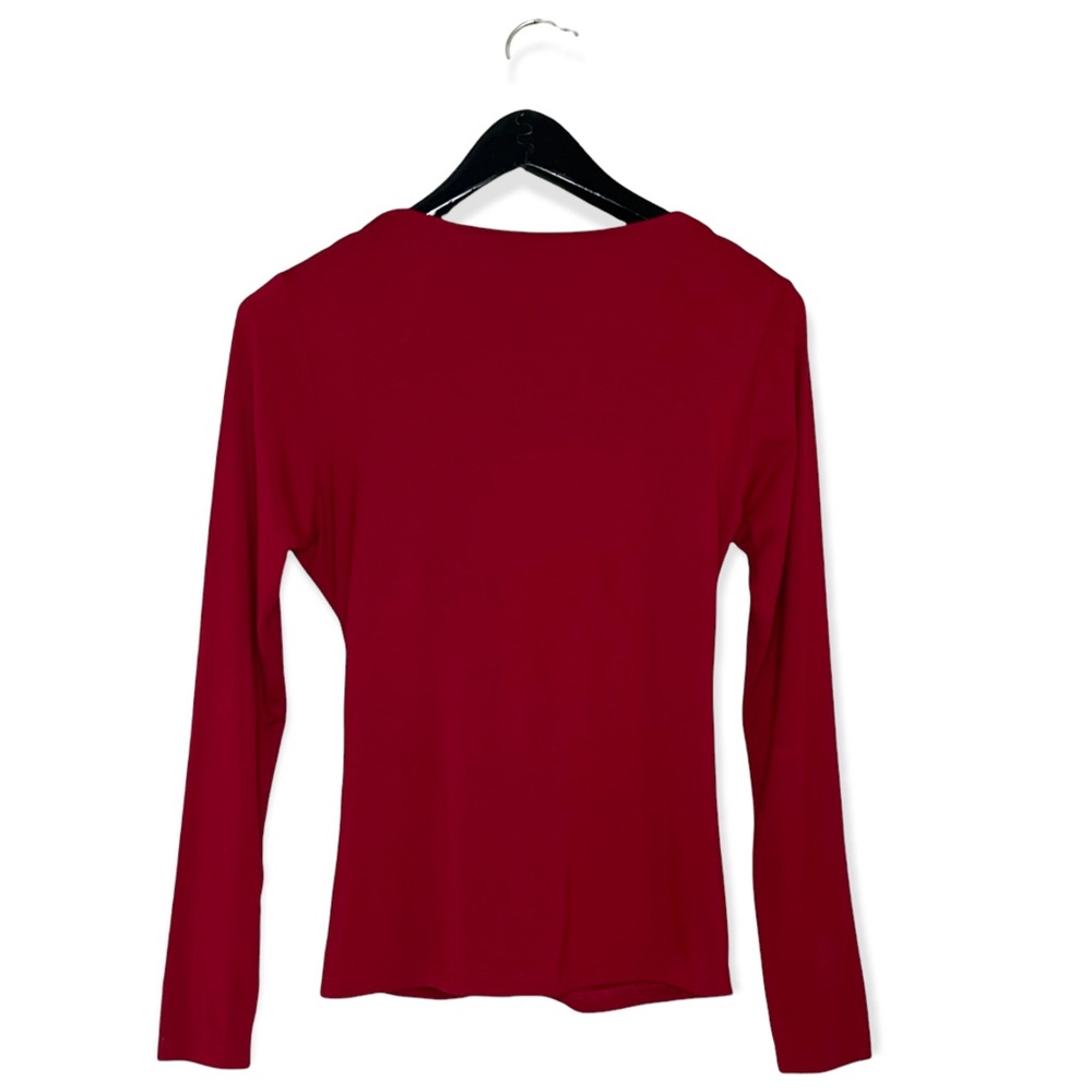 PURE Collection Deep Red Jersey Knit Wrap Top Size Medium - Picture 3 of 9